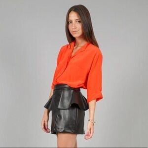 NAVEN Orange Silk Crop 3/4 Sleeve Top Blouse M